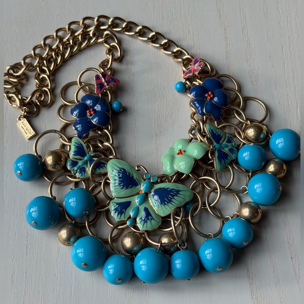 kate spade Blue and Gold Butterfly Statement Necklace